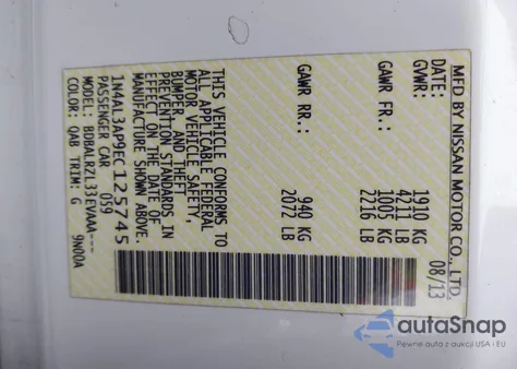 2014 Nissan Altima 2.5 S из США, поврежденный, VIN 1N4AL3AP9EC125745